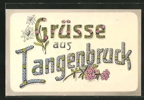 AK Langenbruck, Schriftzug aus Blumen