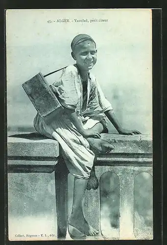 AK arabischer Handwerker, Junge als Schuhputzer