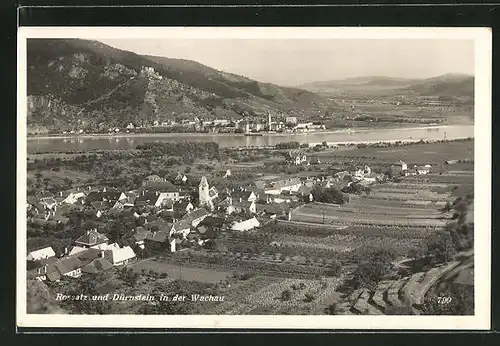 AK Rossatz in der Wachau, Ortsansicht mit Dürnstein