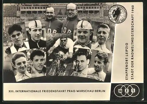 AK XIII. Internationale Friedensfahrt Prag-Warschau-Berlin 1960, Etappenort Leipzig, Radsportler