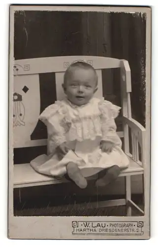 Fotografie W. Lau, Hartha, Portrait Säugling in Leibchen