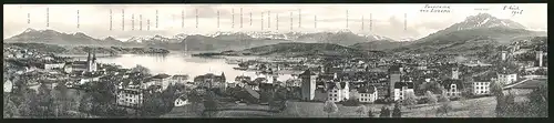 Klapp-AK Luzern, Panoramablick auf Stadt und Alpen