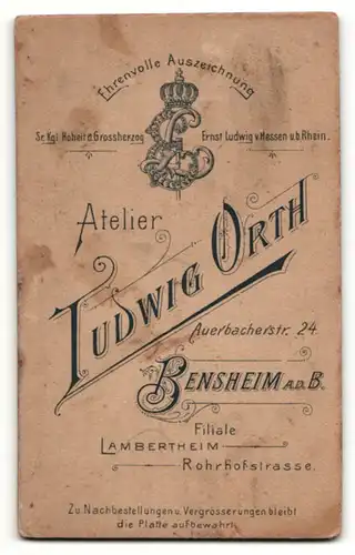 Fotografie Ludwig Orth, Bensheim a. d. B., Gutbürgerliches Geschwisterpaar mit Blumenkorb und Spielreif