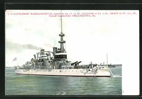 AK Kriegsschiff U. S. Massachusetts vor der Küste