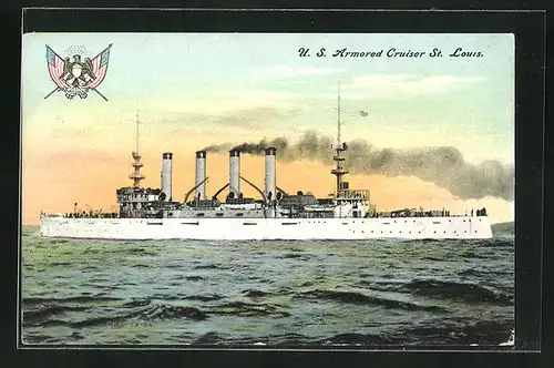 AK Kriegsschiff U. S. St. Louis auf hoher See