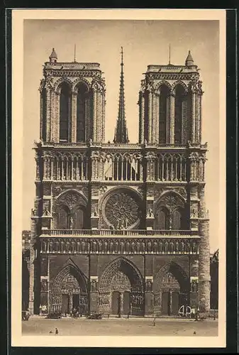 AK Paris, Cathédrale Notre-Dame, La Facade, mit Hauptportal