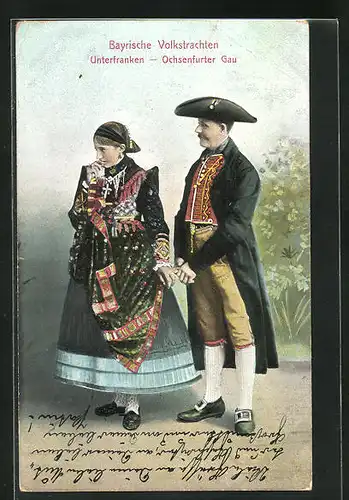 AK Paar in bayerische Tracht