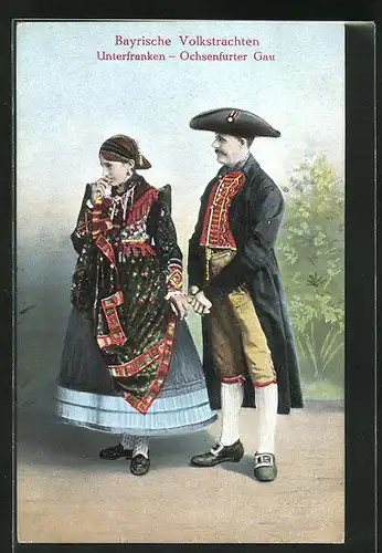 AK Paar in bayerische Tracht