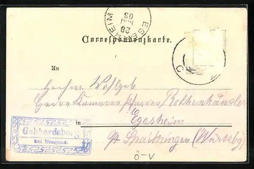 Lithographie Bregenz, Ortsansicht vom Buchenberg, Boden-See mit Arbon, Lindau u. Romanshorn