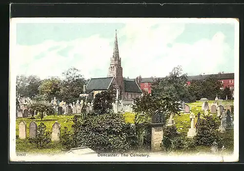 AK Doncaster, The cemetery, Friedhof mit Kirche