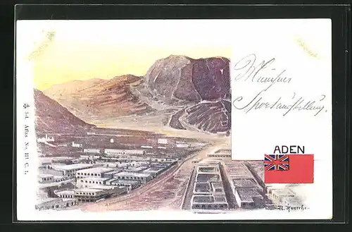 AK Aden, Blick auf die Siedlung am Stadtrand