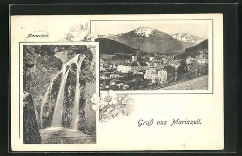 AK Mariazell, Marienfall und Ortsansicht