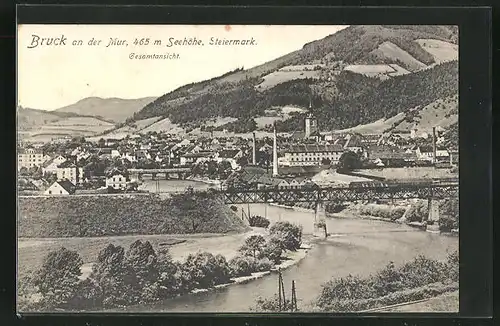 AK Bruck an der Mur, Ortsansicht aus der Vogelschau