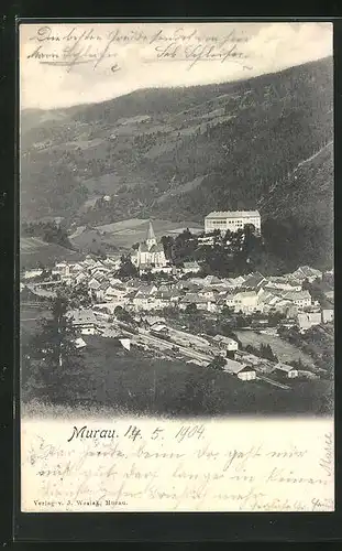 AK Murau, Ortsansicht aus der Vogelschau