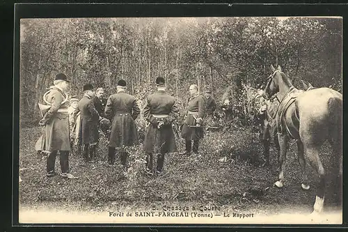 AK Saint-Fargeau, Le Rapport, Jäger im Wald vor der Jagd