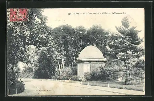 AK Paris, Parc Montsouris, Allèe vers l`Observatoire, Observatorium