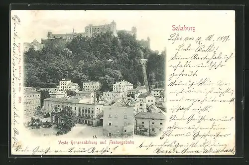 AK Salzburg, Veste Hohensalzburg und Festungsbahn, Bergbahn