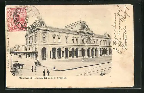 AK Montevideo, Estacion del F. C. C., Bahnhof