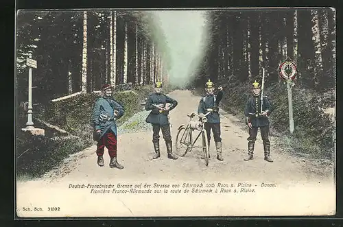 AK Donon, Deutsch-Französische-Grenze auf der Strasse von Schirmeck nach Roon s. Plaine