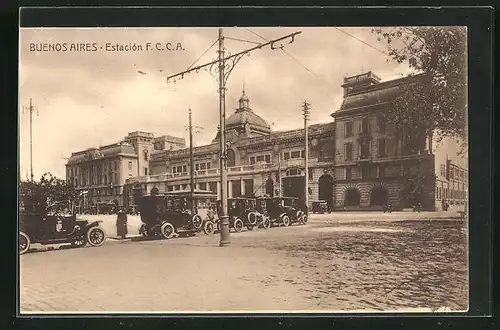 AK Buenos Aires, Estacion F. C. C. A., Bahnhof