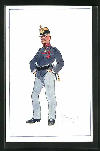 Künstler-AK Fritz Schönpflug: Ein Soldat in Uniform