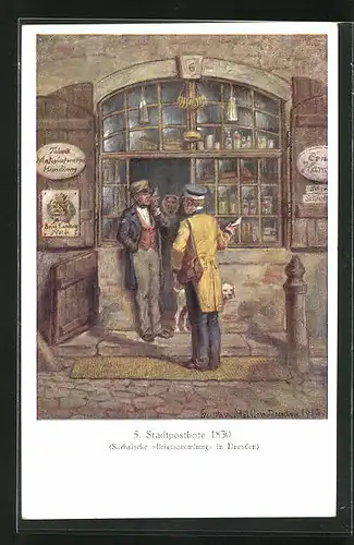 Künstler-AK Stadtpostbote 1830 mit Brief