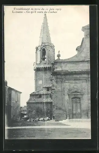 AK Lambesc, Tremblement de terre du 11 juin 1909, Ce qu`il reste du clocher, Erdbeben