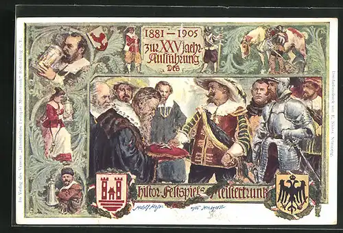 AK Rothenburg, Historische Festspiele 1905, Der Meistertrunk, Ganzsache Bayern PP 15 C 89