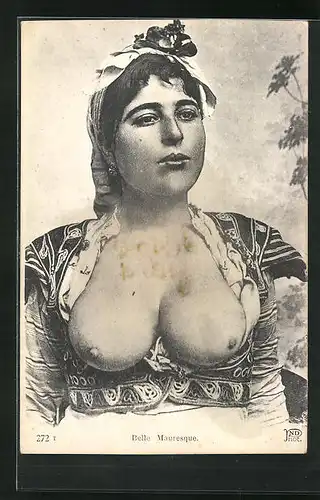 AK Belle Mauresque, arabische nackte Frau mit Kopftuch
