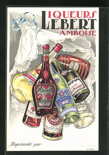 AK Reklame für Liquers Lebet Amboise, verschiedene Flaschen