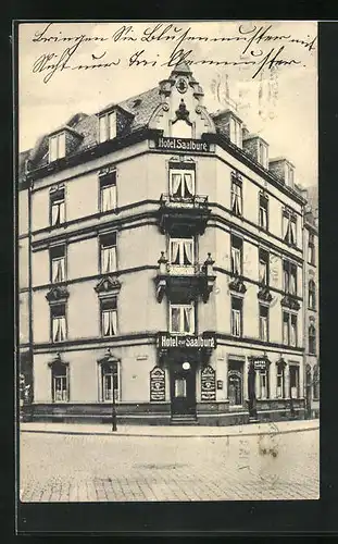 AK Frankfurt, Hotel Saalburg, Ottostrasse 13 Ecke Niddastrasse