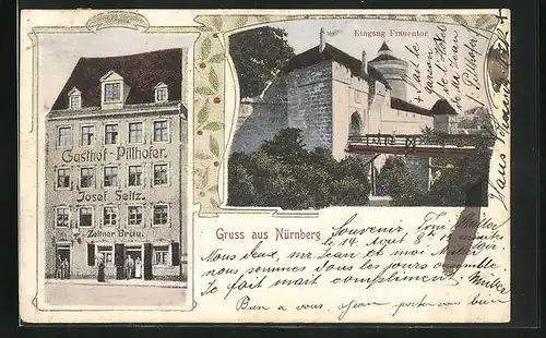 AK Nürnberg, Gasthaus Pillhofer, Eingang Frauentor