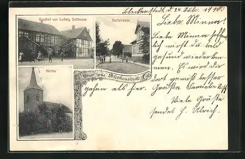 AK Bleckenstedt, Gasthof von Ludwig Sebbesse, Kirche, Dorfstrasse