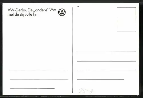AK VW-Derby, de andere VW met de stijlvolle lijn, roter Volkswagen-Derby auf der Landtsrasse