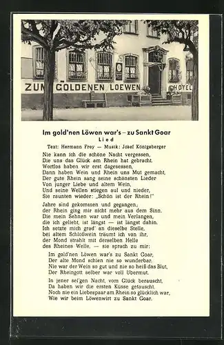 AK Sankt Goar, Gasthaus zum goldenen Löwen, Lied