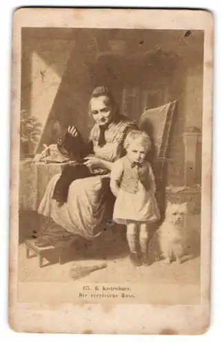 Fotografie Gemälde von H. Kretzschmer, Die zerrissene Hose