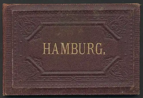 Leporello-Album Hamburg, mit 18 Lithographie-Ansichten, Jungfernstieg, Alsterdam, Uhlenhorst, Stadt-Theater