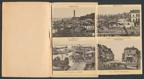 Leporello-Album Trouville & Honfleur, mit 12 Lithographie-Ansichten, Grand Salon, Hotel de Roches-Noires, Hotel de Ville