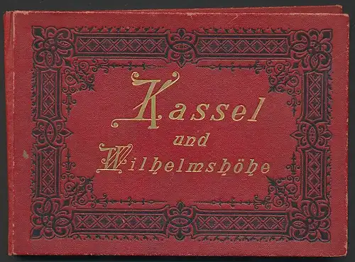 Leporello-Album Kassel, mit 24 Lithographie-Ansichten, Friedrich Wilhelm Platz, Gemäldegallerie, Karlsaue, Wilhelmshöhe