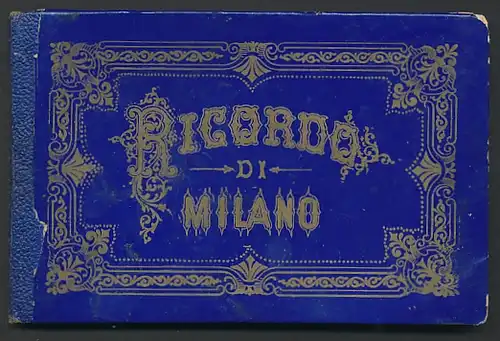 Leporello-Album Milano, mit 12 Lithographie-Ansichten, Chiesa delle Grazie, Arena, Gallerie Vittorio Emanuele