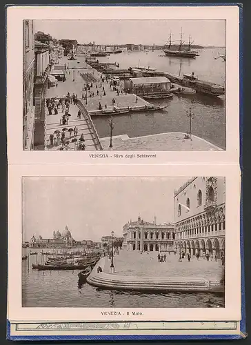 Leporello-Album Venezia, mit 32 Ansichten, Panorama, Palazzo Ducale, Piazetta S. Marco, Ponte di Rialto, Landkarte