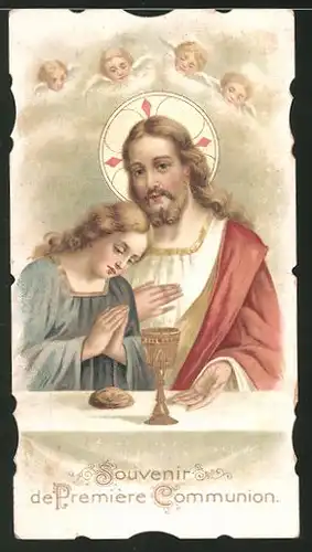 Heiligenbild Jesus und betendes Mädchen
