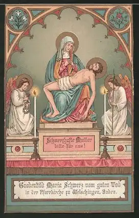 Heiligenbild Maria betrauert Jesus, Engel , Bibelvers