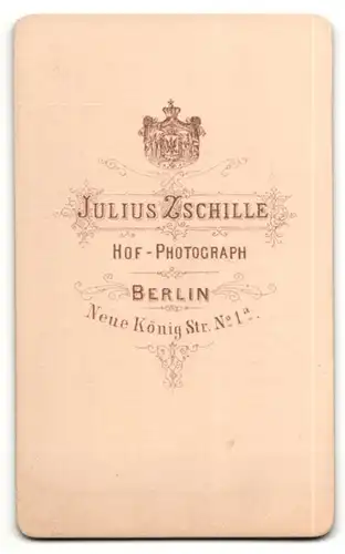 Fotografie Julius Zschille, Berlin, Portrait bürgerlicher Herr mit Vollbart u. Fliege im Anzug