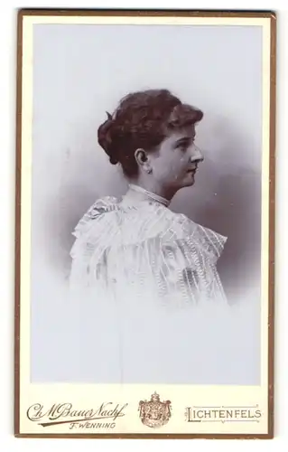Fotografie Ch. M. Bauer Nachf., Lichtenfels, Portrait junge Dame mit Halskette im hübschen Kleid