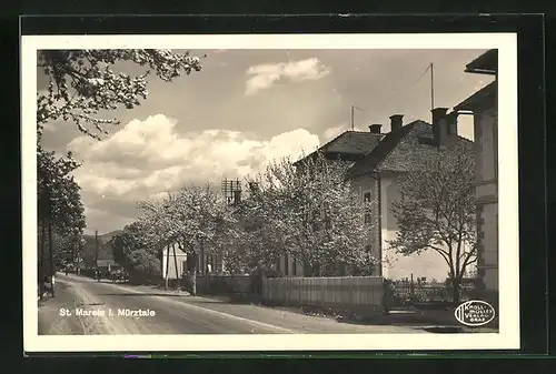 AK St. Marein i. Mürztale, Strassenpartie mit Gebäudeansicht