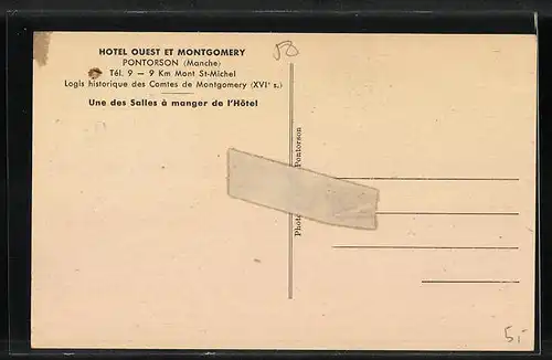 AK Pontorson, Hotel Ouest et Montgomery, Une des Salles a manger