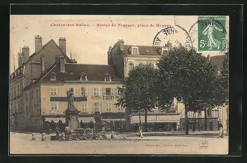 AK Chalon-sur-Saone, Statue de Neptune, place de Beaune