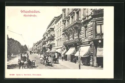 AK Wiesbaden, Partie an der Rheinstrasse