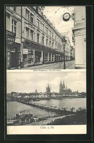 AK Köln, Hotel Belgischer Hof, Stadt-Panorama mit Dom